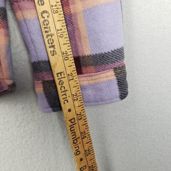 SAGE Collective Women's S Fuzzy Lined Plaid Shacket Purple Western Fall Casual - Picture 8 of 11